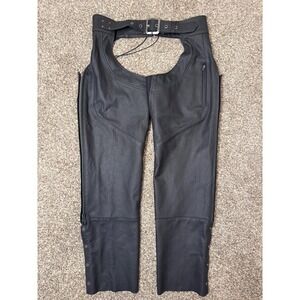 Highway 21 Maverick Chaps M Black Leather Motorcycle Handcrafted‎ Adjustable